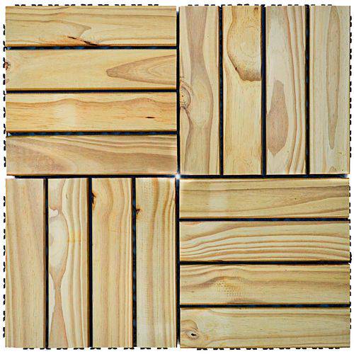 Kit Deck de Madeira Modular Base Plástica Isabela 30cmx30cm com 25 Placas Pinus Tratado