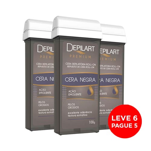 Kit Depilart Cera Premium Refil Negra 100g Leve 6 Pague 5