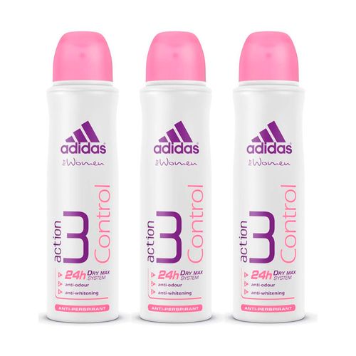 Kit Desodorante Adidas Aerosol Feminino Action 3 Control 150ml 3 Unidades