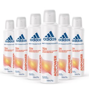 Kit Desodorante Aerossol Antitranspirante Adidas Adipower Feminino com 6 Unidades