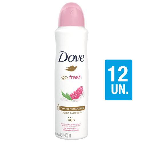Kit Desodorante Aerossol Dove Go Fresh Romã e Verbena 150ml com 12un