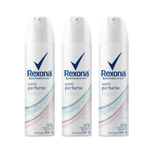 Kit Desodorante Aerossol Rexona Antitranspirante Sem Perfume 150ml com 3 Unidades Leve + por -