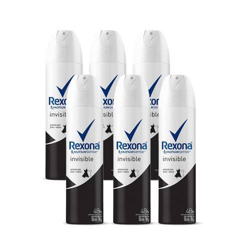 Kit Desodorante Aerossol Rexona Women Invisible 150ml 6 Uni