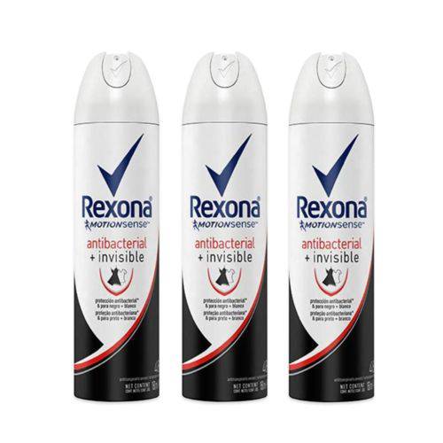 Kit Desodorante Antitranspir Aerossol Rexona Women Antibacteriano Invisible 150ml 3UN Leve + por -