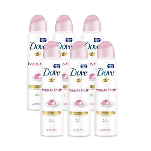 Kit Desodorante Antitranspirante Aerosol Dove Beauty Finish 150ml 6 Unidades