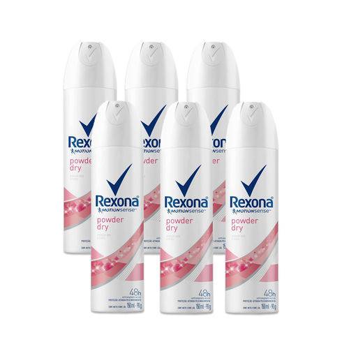 Kit Desodorante Antitranspirante Aerosol Rexona Powder Dry 150ml 6 Unidades