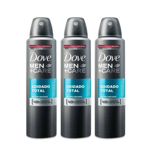 Kit Desodorante Antitranspirante Aerossol Dove Men Cuidado Total 150ml com 3 Unidades Leve + por -