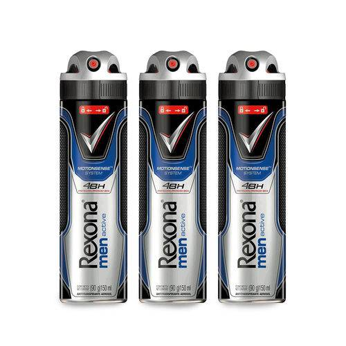 Kit Desodorante Antitranspirante Aerossol Rexona Active 150ml Leve 3 Pague 2