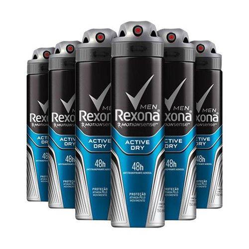 Kit Desodorante Antitranspirante Rexona Men Active Aerosol 6 X 150mL