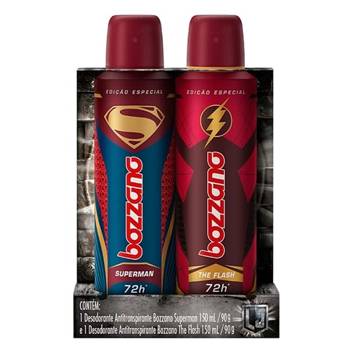 Kit Desodorante Bozzano Superman X The Flash Aerosol 72h 150ml Cada Edição Especial