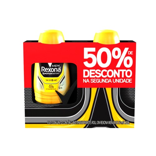 Kit Desodorante Masculino Rexona Roll On V8 50ml