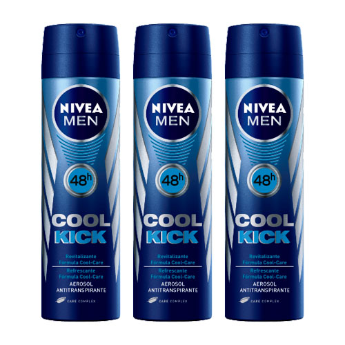 Kit Desodorante Nivea Aerosol Aqua Cool Masculino 90ml 3 Unidades