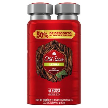 Kit Desodorante Old Spice Spray Lenha 93g 2 Unidades com 50% de Desconto no Segundo