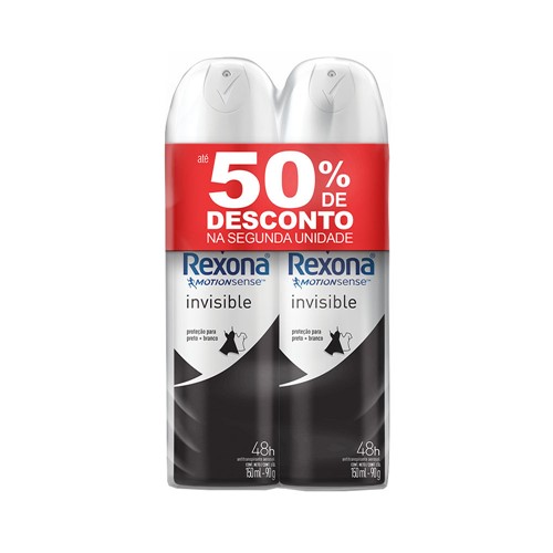 Kit Desodorante Rexona Aero C/2 Feminino Invisible (50% de Desconto na 2ªUn.)