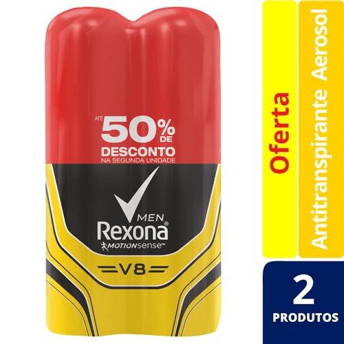 Kit Desodorante Rexona Aero C/2 Feminino Men V8 (50% de Desconto na 2ªUn.)