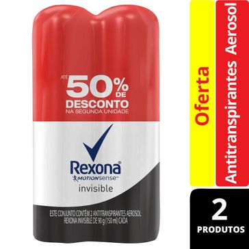 Kit Desodorante Rexona Aerosol Woman Invisible 90g 2 Unidades com 50% de Desconto no Segundo
