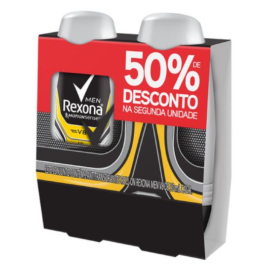 Kit Desodorante Rexona Men V8 Roll-On 50ml 50% de Desconto na 2ªunidade.