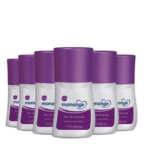 Kit Desodorante Roll-On Monange Flor de Lavanda com 60ml com 6 Unidades