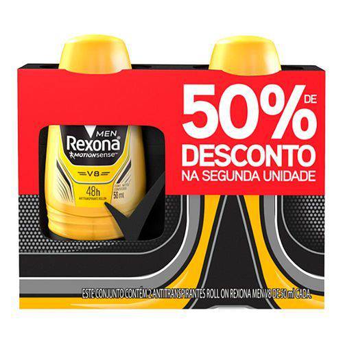 Kit Desodorante Roll On Rexona Men V8 50ml 2 Unidades