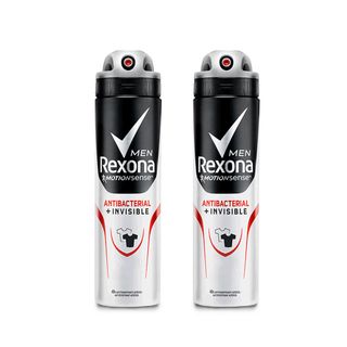 Kit 2 Desodorantes Aerossol Antitranspirante Rexona Men Invisible Antibacteriano 150ml - 50%off 2ªun