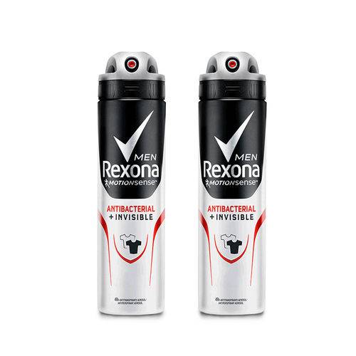 Kit 2 Desodorantes Aerossol Antitranspirante Rexona Men Invisible Antibacteriano 150ml - 50%off 2ªun