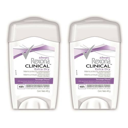 Kit Desodorantes Rexona Clinical Stick Women Extra Dry C/2 (50% Desconto na 2 Unidade)