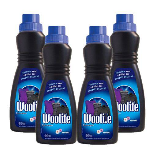 Kit Detergente Líquido Woolite para Roupas Escuras Floral 450ml com 4