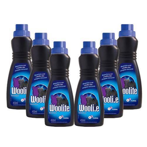 Kit Detergente Líquido Woolite para Roupas Escuras Floral 450ml com 6