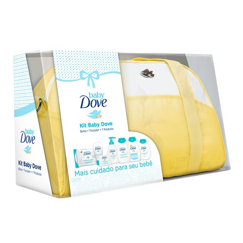 Kit Dove Baby Hidratação Enriquecida com Bolsa Amarela + Trocador + 7 Produtos Dove Baby