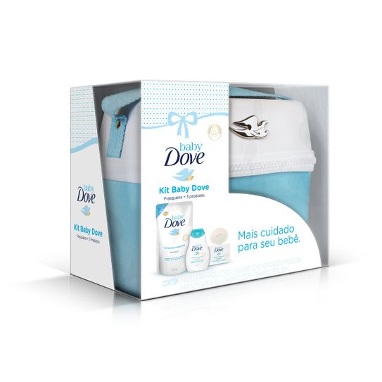 Kit Dove Baby Hidratação Enriquecida com Sabonete Barra 75g+ Shampoo 200ml+ Sabonete Refil 180ml+ Frasqueira