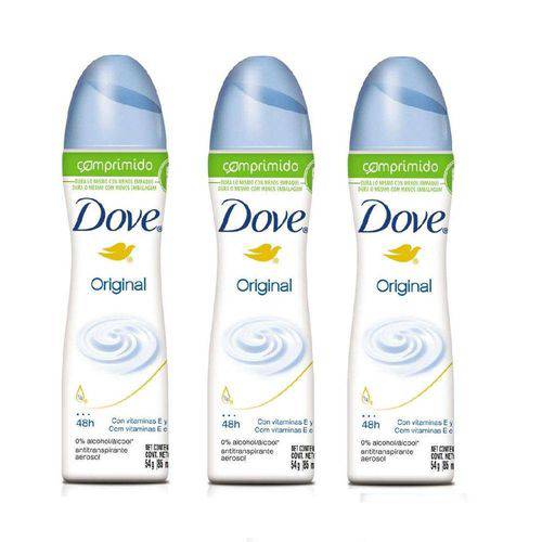 Kit Dove Desodorante Aerosol Original Comprimido 3 Unidades