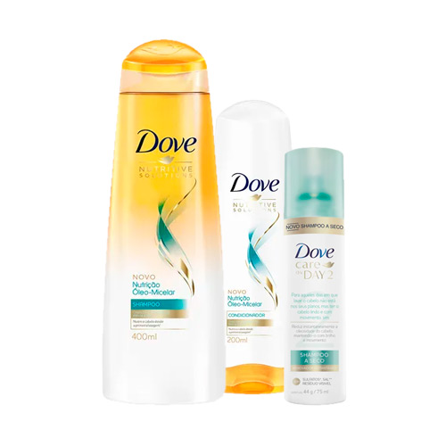 Kit Dove Hidratação Intensa Oxigênio Shampoo 400ml + Condicionador 200ml Ganhe Shampoo a Seco Dove Care On Day 75ml