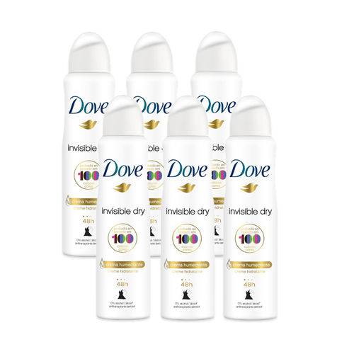 Kit Dove Invisible Dry Desodorante Antitranspirante Aerosol 150ml 6 Unidades