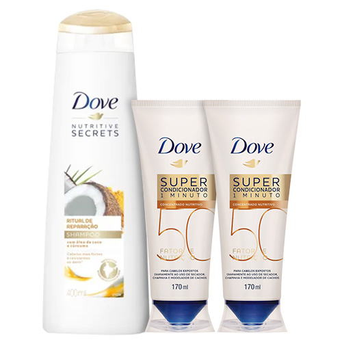 Kit Dove Shampoo Dove Ritual de Reparação 400ml + Super Condicionador Fator de Nutrição 50 Nutritivo 170ml