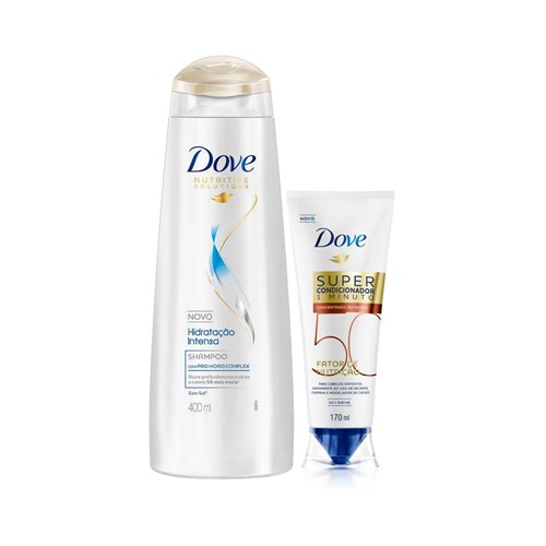 Kit Dove Shampoo Hidratação Intensa 400ml + Super Condicionador Fator de Nutrição 50 170ml
