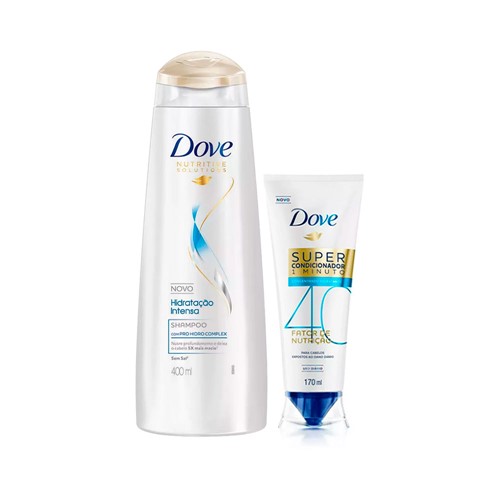 Kit Dove Shampoo Hidratação Intensa 400ml + Super Condicionador Nutrição 40 170ml C/ 25% de Desconto