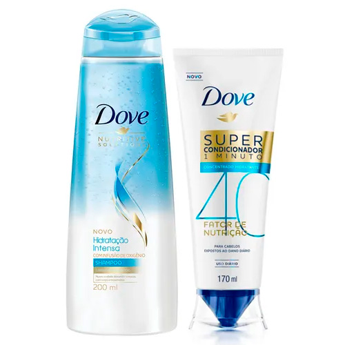 Kit Dove Shampoo Hidratação Intensa Oxigênio 200ml + Super Condicionador 40 Hidratante 170ml