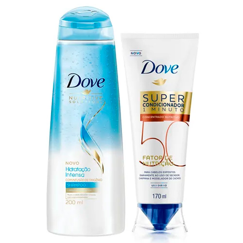 Kit Dove Shampoo Hidratação Intensa Oxigênio 200ml + Super Condicionador Nutrição 50 Nutritivo 170ml