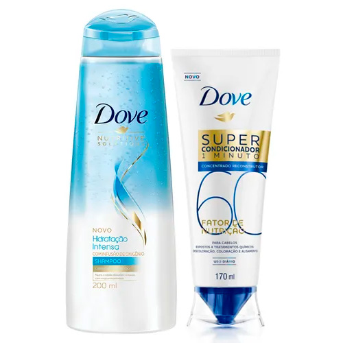 Kit Dove Shampoo Hidratação Intensa Oxigênio 200ml + Super Condicionador Nutrição 60 Reconstrutor 170ml