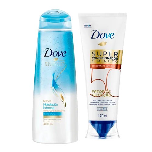 Kit Dove Shampoo Hidratação Intensa Oxigênio 400ml + Super Condicionador Fator de Nutrição 40 170ml