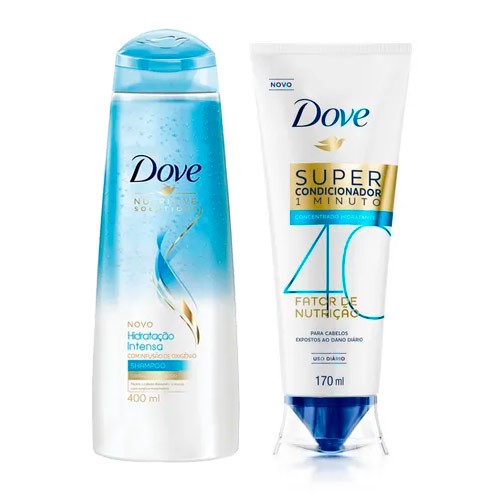 Kit Dove Shampoo Hidratação Intensa Oxigênio 400ml + Super Condicionador Fator de Nutrição 50 170ml