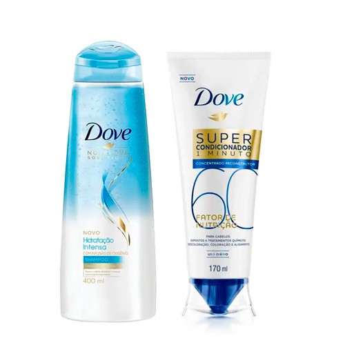 Kit Dove Shampoo Hidratação Intensa Oxigênio 400ml + Super Condicionador Fator de Nutrição 60 170ml