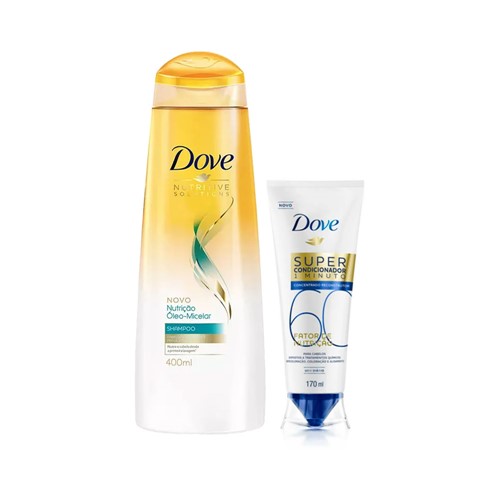 Kit Dove Shampoo Óleo Micelar 400ml + Super Condicionador Fator de Nutrição 60 170ml
