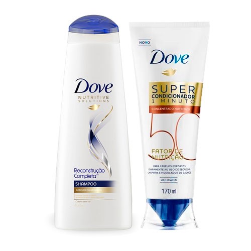 Kit Dove Shampoo Reconstrução Completa 400ml + Super Condicionador Fator de Nutrição 40 170ml