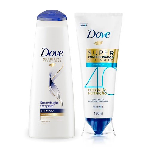 Kit Dove Shampoo Reconstrução Completa 400ml + Super Condicionador Fator de Nutrição 50 170ml