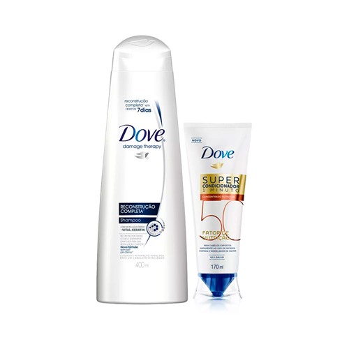 Kit Dove Shampoo Reconstrução Completa 400ml + Super Condicionador Nutrição 50 170ml C/ 25% de Desconto