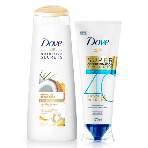 Kit Dove Shampoo Ritual de Reparação 200ml + Super Condicionador 40 Hidratante 170ml