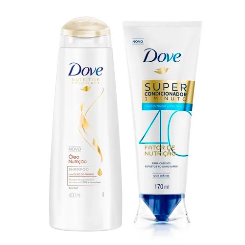 Kit Dove Shampoo Ritual de Reparação 400ml + Super Condicionador Fator de Nutrição 40 170ml