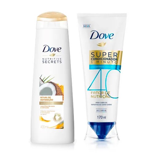 Kit Dove Shampoo Ritual de Reparação 400ml + Super Condicionador Fator de Nutrição 50 170ml