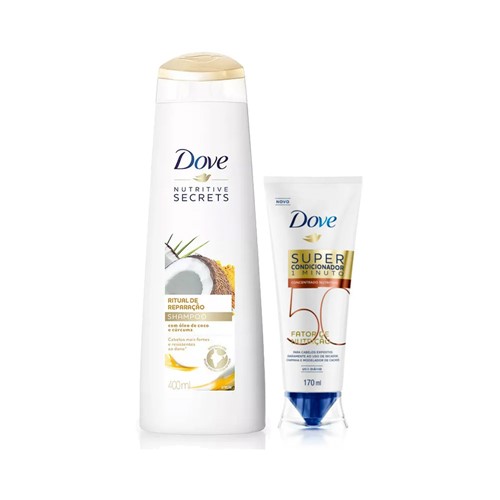 Kit Dove Shampoo Ritual de Reparação 400ml + Super Condicionador Fator de Nutrição 50 170ml